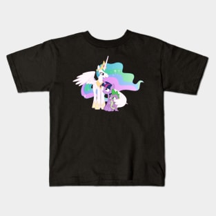 Princess Celestia comforting Twilight and Spike Kids T-Shirt